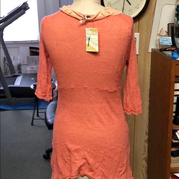 Free People light weight coral sweater sz Large - Picture 2 of 8